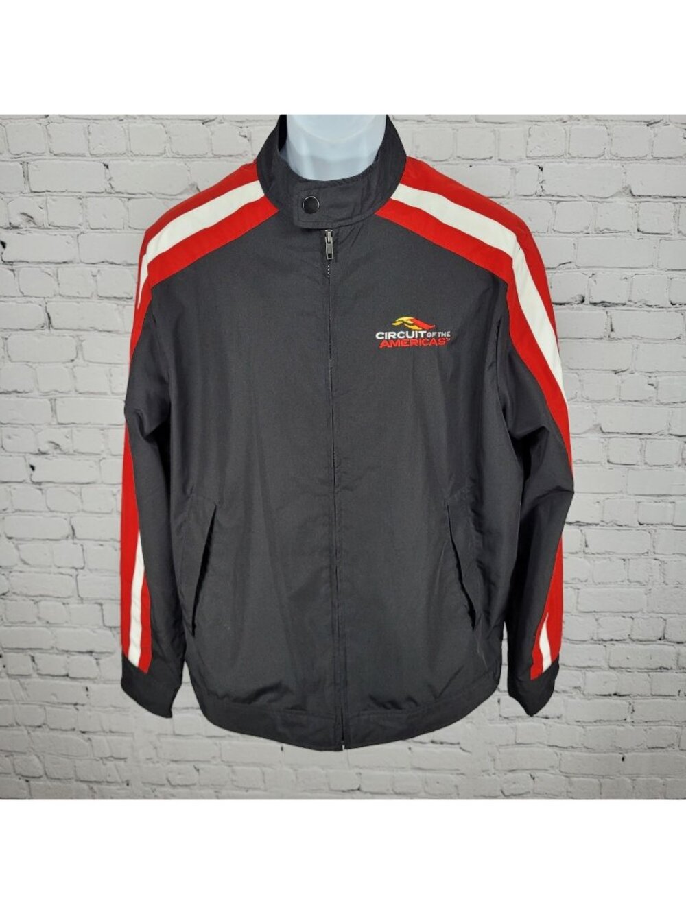 Circuit Of The Americas TMR Black Red Full Zip Windbreaker Jacket Medium M